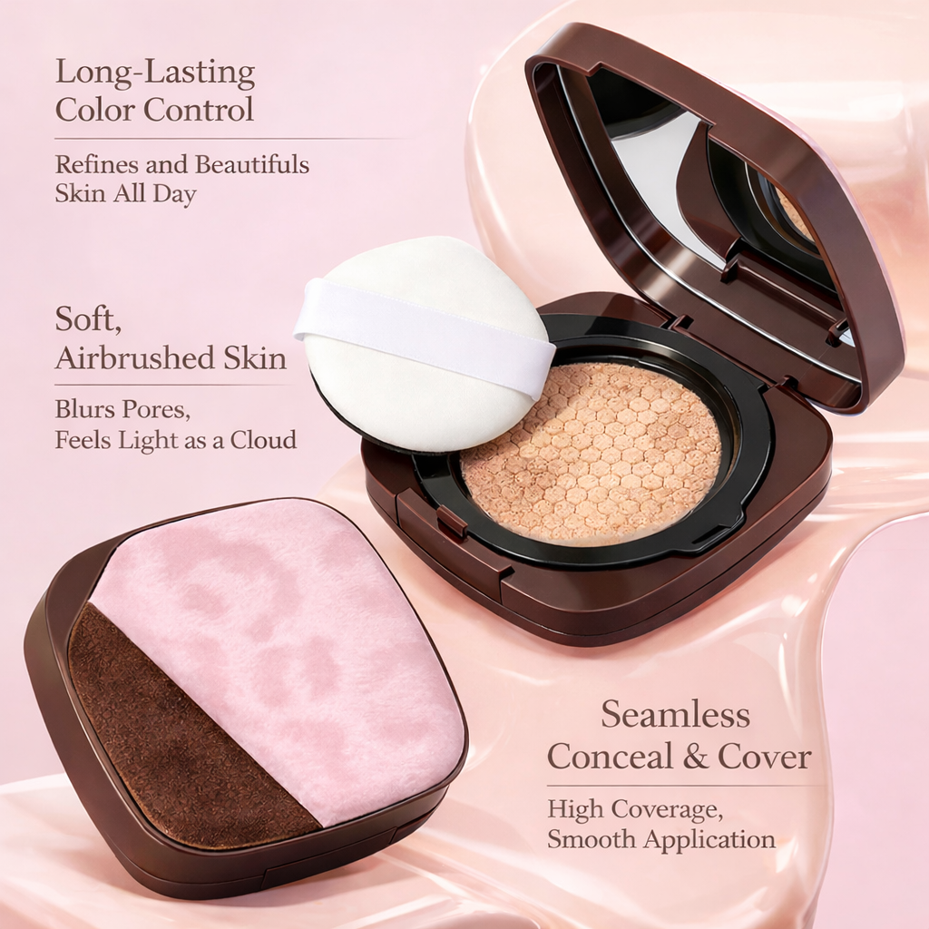 Pink Leopard Cushion Foundation – Long-Lasting, Full Coverage & Flawless Finish