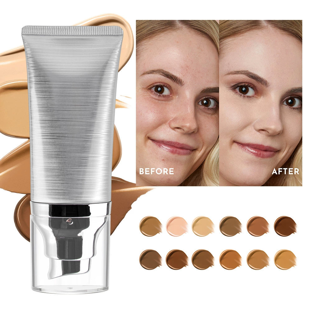 Silver Tube Matte Concealer Foundation-Oil Control 12 Shades