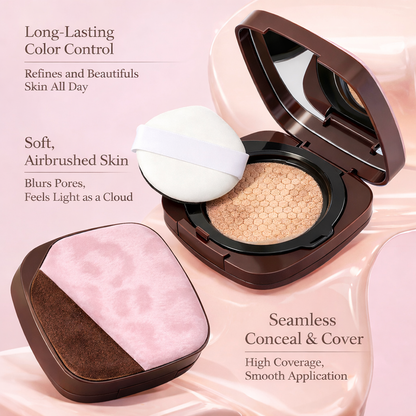 Pink Leopard Cushion Foundation – Long-Lasting, Full Coverage & Flawless Finish